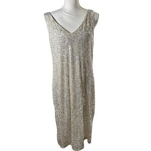 CeCe Silver VNeck Front and Back Sequin Dress 🆕